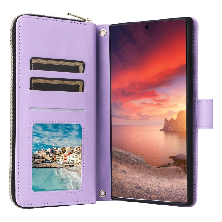 For Samsung Galaxy S25 Ultra 5G Crossbody Rhombic Zipper Tower Buckle Leather Phone Case with Lanyard(Purple) - Galaxy S25 Ultra 5G Cases by PMC Jewellery | Online Shopping South Africa | PMC Jewellery | Buy Now Pay Later Mobicred