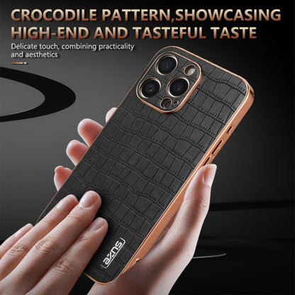 For iPhone 15 Pro Max AZNS Electroplated Frame Crocodile Texture Full Coverage Phone Case(Blue) - iPhone 15 Pro Max Cases by AZNS | Online Shopping South Africa | PMC Jewellery | Buy Now Pay Later Mobicred