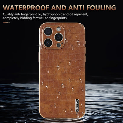 For iPhone 16 Pro Max AZNS Electroplated Frame Crocodile Texture Full Coverage Phone Case(Black) - iPhone 16 Pro Max Cases by AZNS | Online Shopping South Africa | PMC Jewellery | Buy Now Pay Later Mobicred