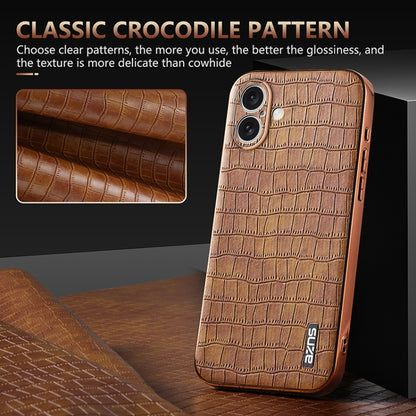 For iPhone 16 Plus AZNS Electroplated Frame Crocodile Texture Full Coverage Phone Case(White) - iPhone 16 Plus Cases by AZNS | Online Shopping South Africa | PMC Jewellery | Buy Now Pay Later Mobicred