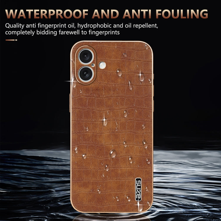 For iPhone 16 AZNS Electroplated Frame Crocodile Texture Full Coverage Phone Case(Black) - iPhone 16 Cases by AZNS | Online Shopping South Africa | PMC Jewellery | Buy Now Pay Later Mobicred