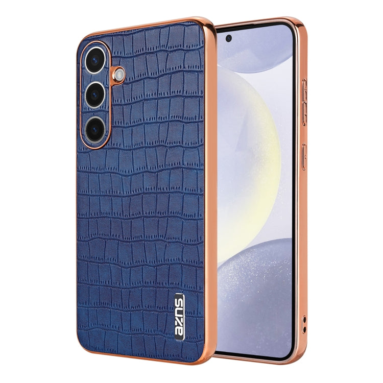 For Samsung Galaxy S24+ 5G AZNS Electroplated Frame Crocodile Texture Full Coverage Phone Case(Blue) - Galaxy S22+ 5G Cases by AZNS | Online Shopping South Africa | PMC Jewellery | Buy Now Pay Later Mobicred