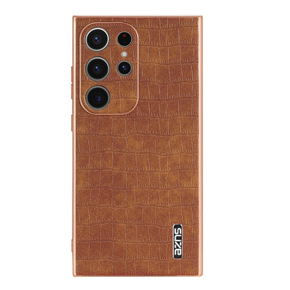 For Samsung Galaxy S24 Ultra 5G AZNS Electroplated Frame Crocodile Texture Full Coverage Phone Case(Brown) - Galaxy S24 Ultra 5G Cases by AZNS | Online Shopping South Africa | PMC Jewellery | Buy Now Pay Later Mobicred