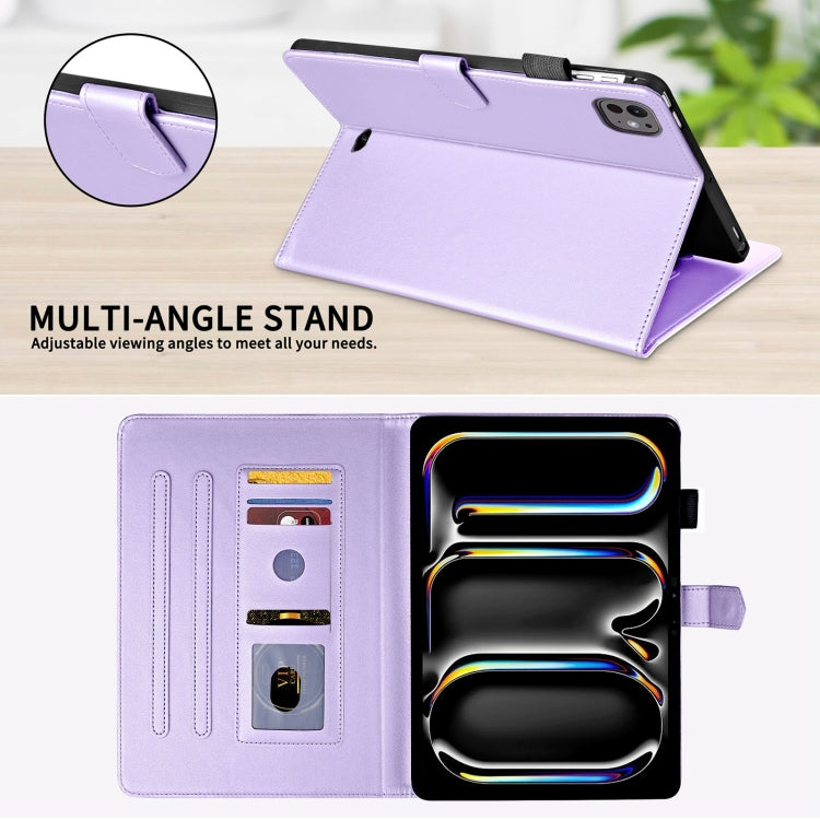 For iPad Pro 11 2024 Rhombus Lattice Leather Smart Tablet Case(Purple) - iPad Pro 11 2024 Cases by PMC TechLife | Online Shopping South Africa | PMC TechLife | Buy Now Pay Later Mobicred