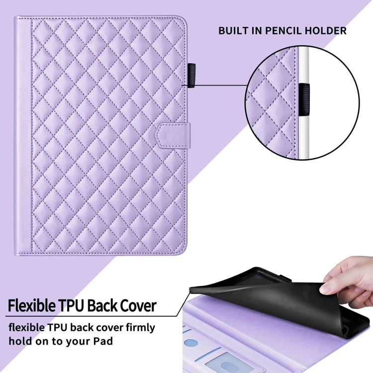 For iPad Pro 11 2024 Rhombus Lattice Leather Smart Tablet Case(Purple) - iPad Pro 11 2024 Cases by PMC TechLife | Online Shopping South Africa | PMC TechLife | Buy Now Pay Later Mobicred
