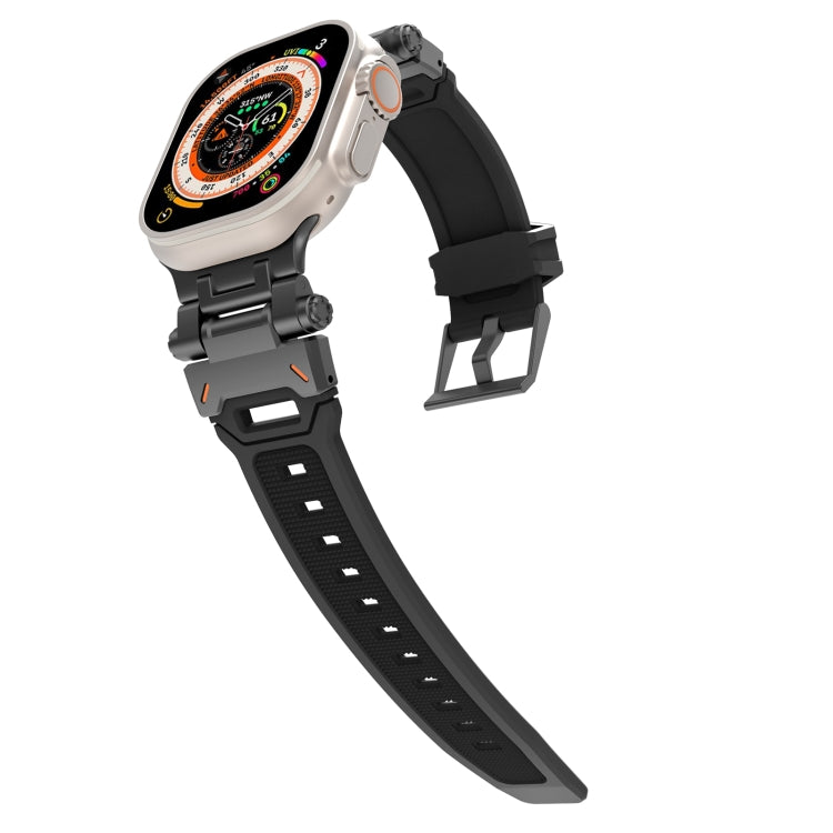 For Apple Watch SE 2023 44mm Stainless Steel Connector TPU Watch Band(Black Black) - free shipping - PMC TechLife - Order now!
