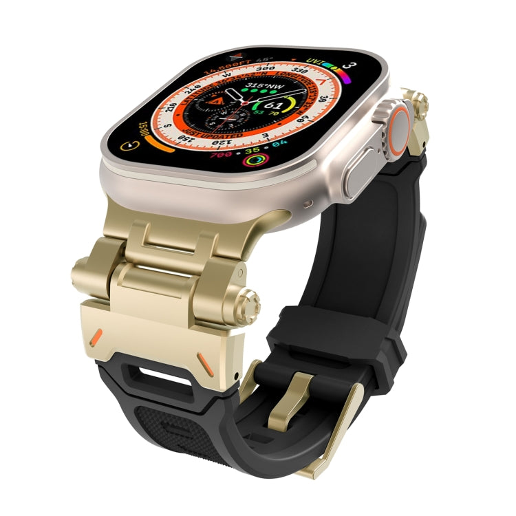 For Apple Watch Series 9 45mm Stainless Steel Connector TPU Watch Band(Gold Black) - free shipping - PMC TechLife - Order now!