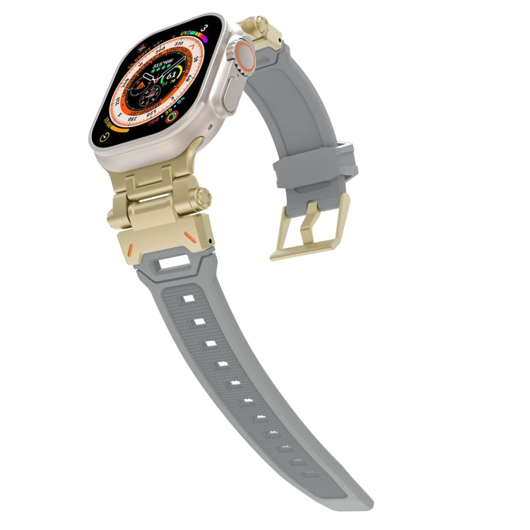 For Apple Watch Series 9 45mm Stainless Steel Connector TPU Watch Band(Gold Grey) - free shipping - PMC TechLife - Order now!