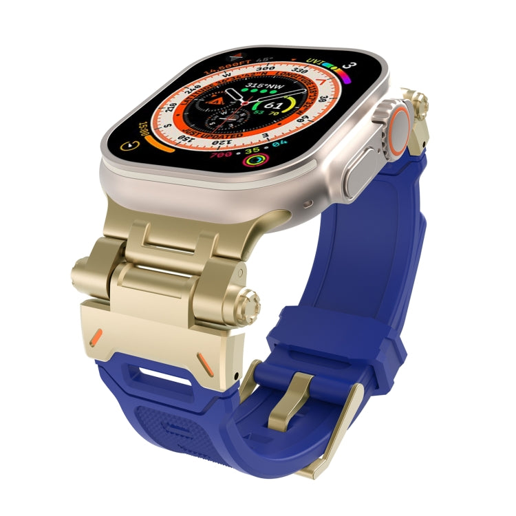 For Apple Watch Series 9 45mm Stainless Steel Connector TPU Watch Band(Gold Blue) - free shipping - PMC TechLife - Order now!