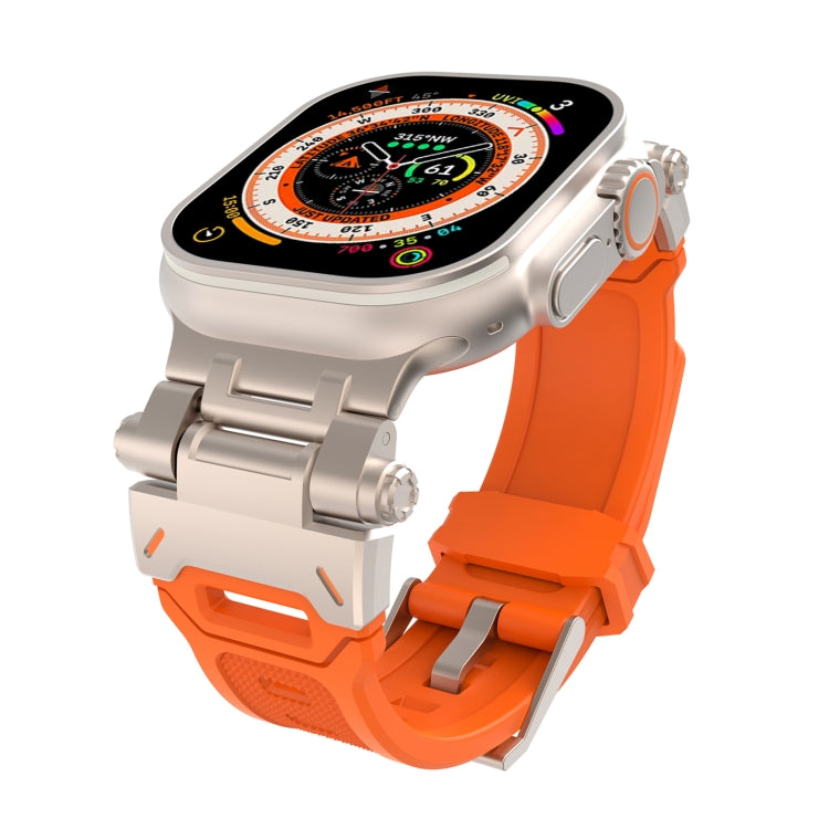 For Apple Watch Series 9 45mm Stainless Steel Connector TPU Watch Band(Titanium Orange) - free shipping - PMC TechLife - Order now!