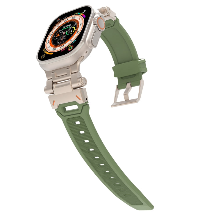 For Apple Watch Series 9 45mm Stainless Steel Connector TPU Watch Band(Titanium Green) - free shipping - PMC TechLife - Order now!