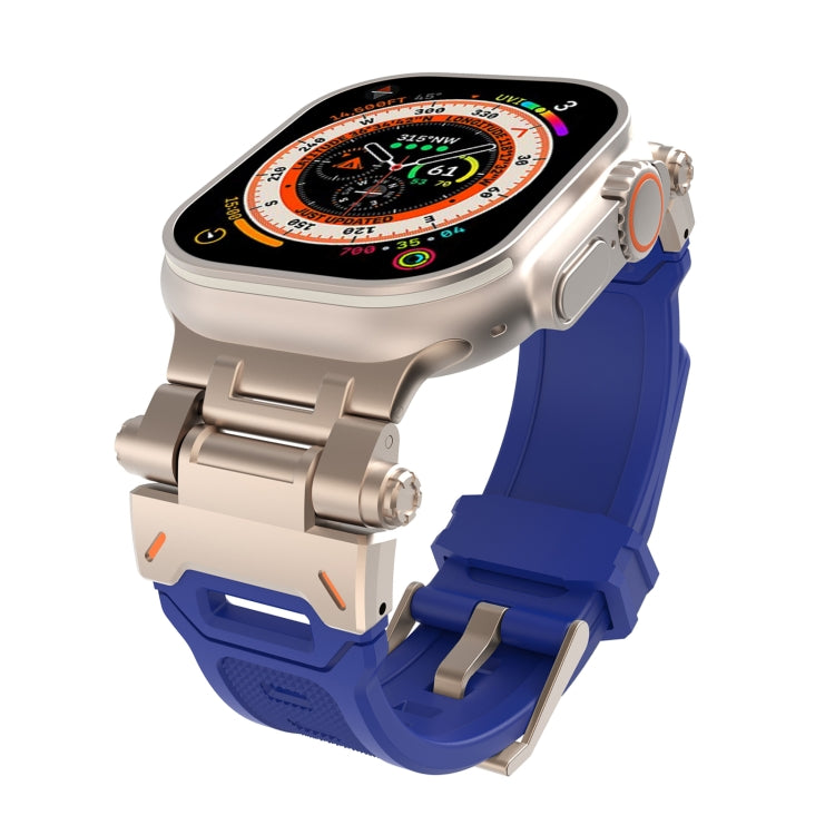 For Apple Watch Series 9 45mm Stainless Steel Connector TPU Watch Band(Titanium Blue) - free shipping - PMC TechLife - Order now!