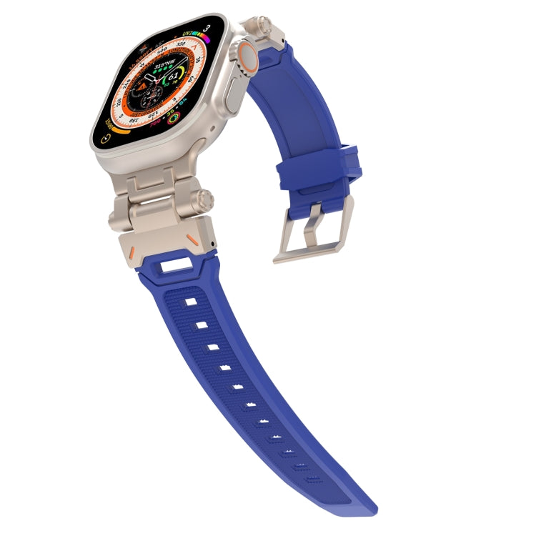 For Apple Watch Series 9 45mm Stainless Steel Connector TPU Watch Band(Titanium Blue) - free shipping - PMC TechLife - Order now!