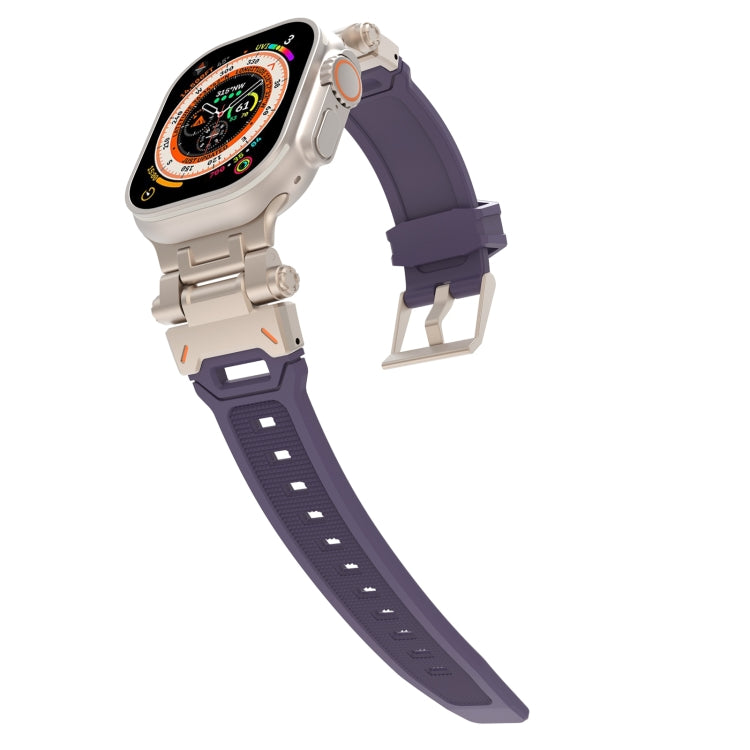 For Apple Watch Series 9 45mm Stainless Steel Connector TPU Watch Band(Titanium Purple) - free shipping - PMC TechLife - Order now!