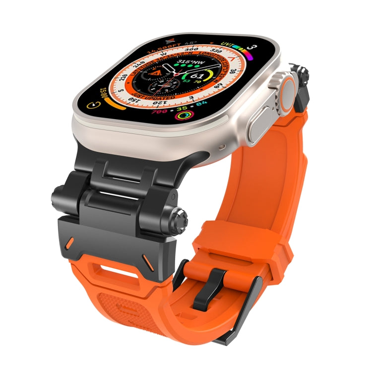 For Apple Watch Series 8 45mm Stainless Steel Connector TPU Watch Band(Black Orange) - free shipping - PMC TechLife - Order now!