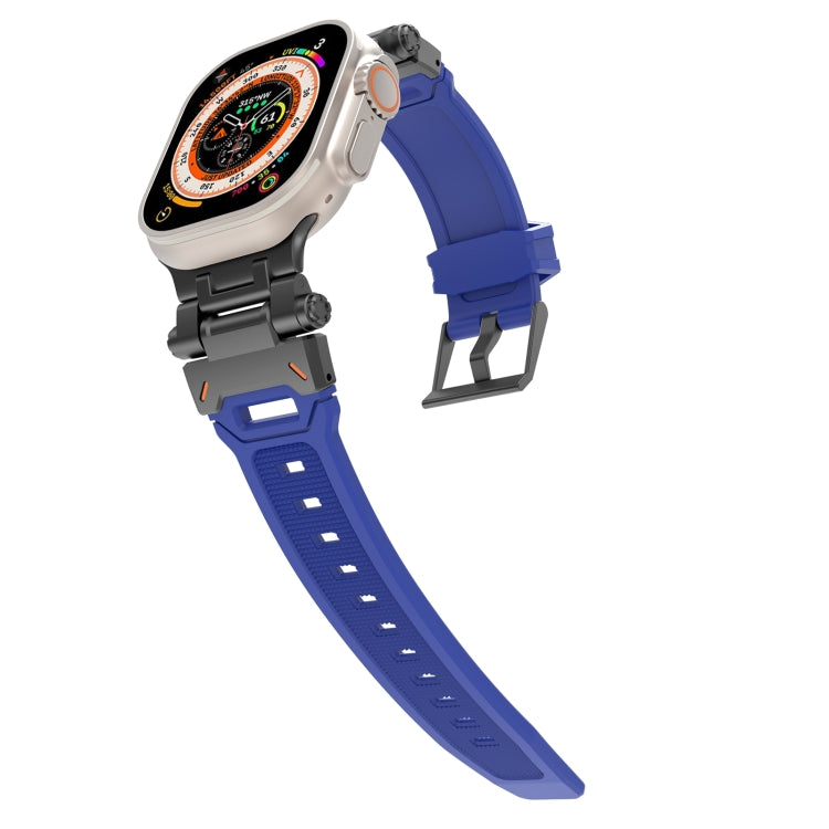 For Apple Watch Series 8 45mm Stainless Steel Connector TPU Watch Band(Black Blue) - free shipping - PMC TechLife - Order now!