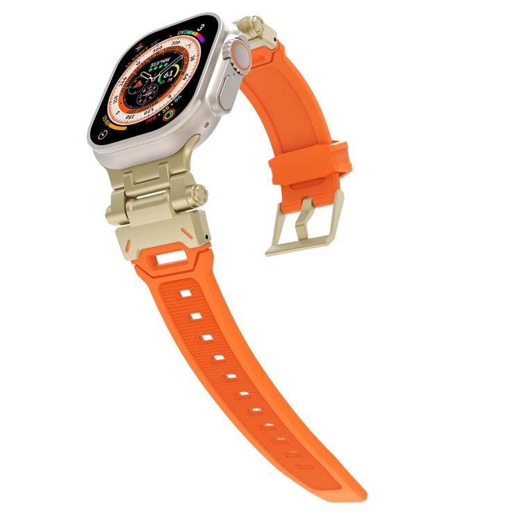 For Apple Watch Series 8 45mm Stainless Steel Connector TPU Watch Band(Gold Orange) - free shipping - PMC TechLife - Order now!
