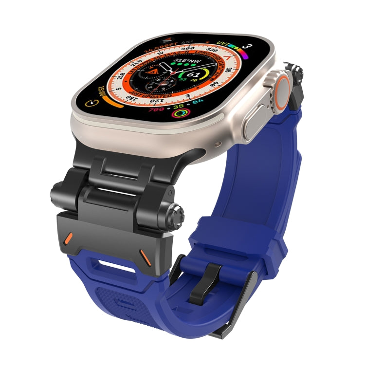 For Apple Watch SE 2022 44mm Stainless Steel Connector TPU Watch Band(Black Blue) - free shipping - PMC TechLife - Order now!