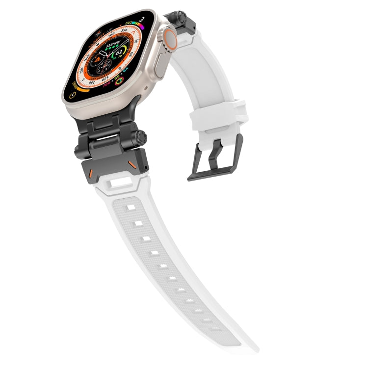 For Apple Watch Series 7 45mm Stainless Steel Connector TPU Watch Band(Black White) - free shipping - PMC TechLife - Order now!