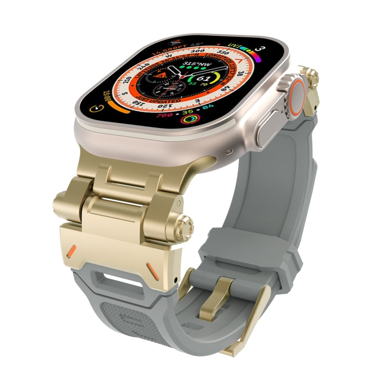 For Apple Watch Series 7 45mm Stainless Steel Connector TPU Watch Band(Gold Grey) - free shipping - PMC TechLife - Order now!
