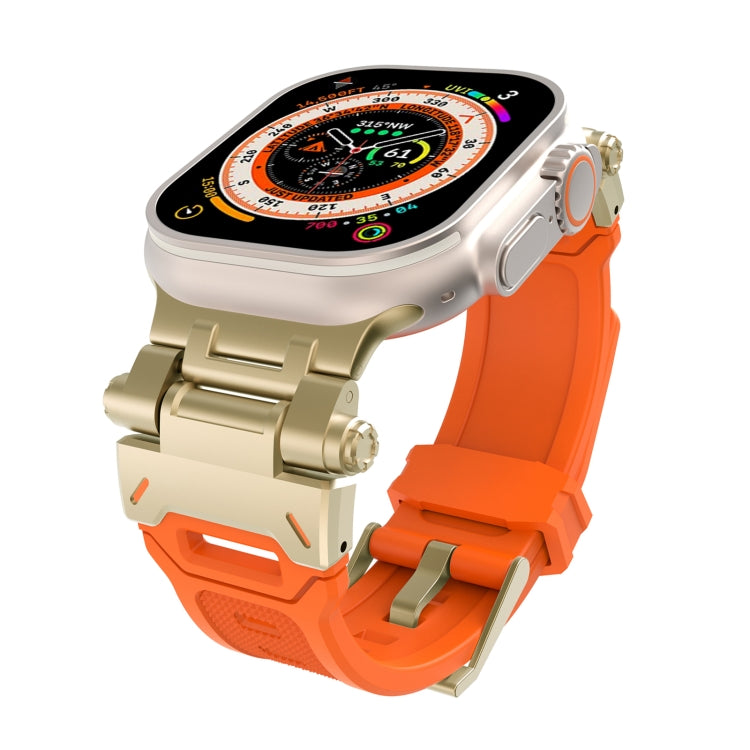 For Apple Watch SE 44mm Stainless Steel Connector TPU Watch Band(Gold Orange) - free shipping - PMC TechLife - Order now!