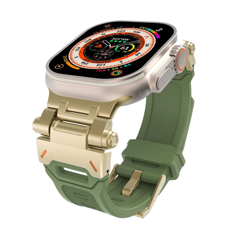 For Apple Watch SE 44mm Stainless Steel Connector TPU Watch Band(Gold Green) - free shipping - PMC TechLife - Order now!