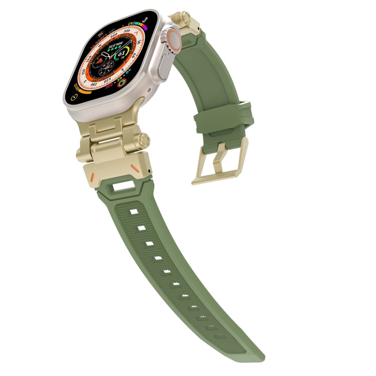 For Apple Watch SE 44mm Stainless Steel Connector TPU Watch Band(Gold Green) - free shipping - PMC TechLife - Order now!