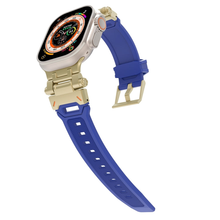 For Apple Watch SE 44mm Stainless Steel Connector TPU Watch Band(Gold Blue) - free shipping - PMC TechLife - Order now!