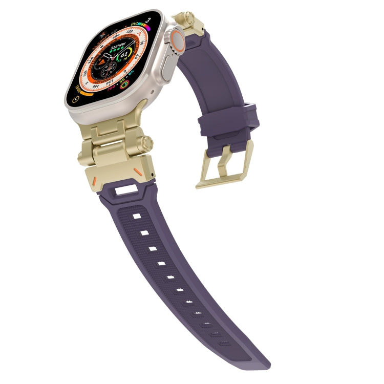 For Apple Watch SE 44mm Stainless Steel Connector TPU Watch Band(Gold Purple) - free shipping - PMC TechLife - Order now!