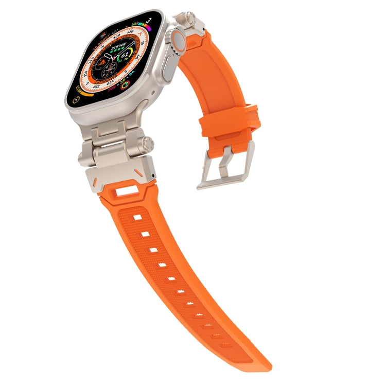 For Apple Watch Series 6 44mm Stainless Steel Connector TPU Watch Band(Titanium Orange) - free shipping - PMC TechLife - Order now!