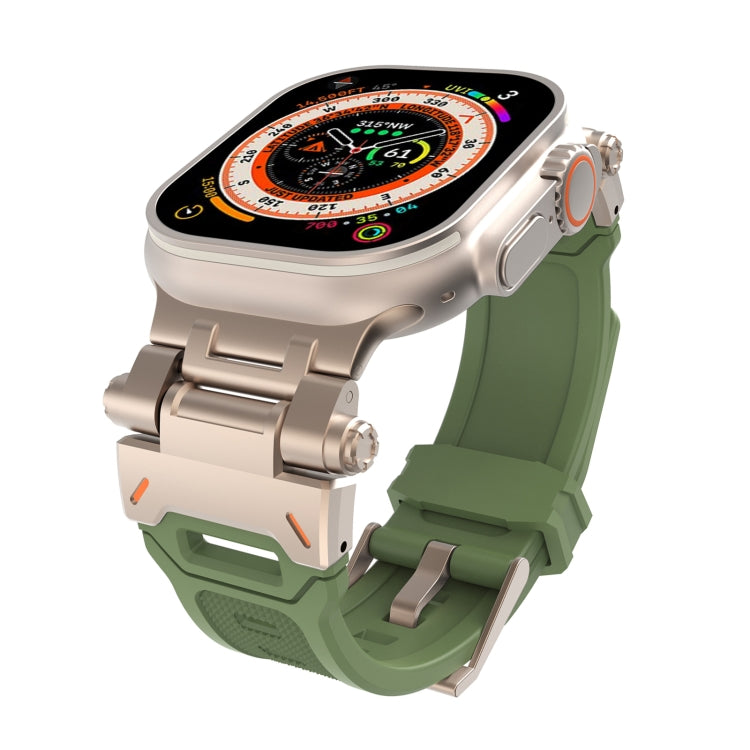 For Apple Watch Series 6 44mm Stainless Steel Connector TPU Watch Band(Titanium Green) - free shipping - PMC TechLife - Order now!
