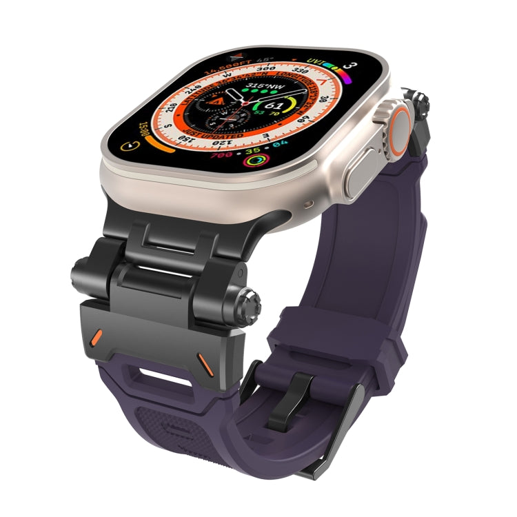 For Apple Watch Series 5 44mm Stainless Steel Connector TPU Watch Band(Black Purple) - free shipping - PMC TechLife - Order now!