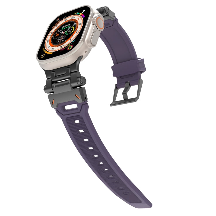 For Apple Watch Series 5 44mm Stainless Steel Connector TPU Watch Band(Black Purple) - free shipping - PMC TechLife - Order now!