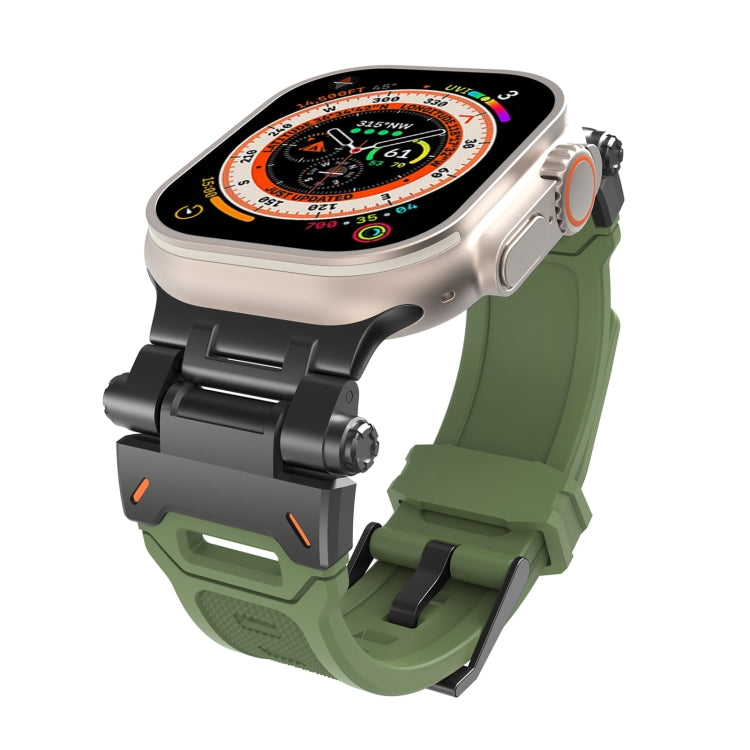 For Apple Watch Series 5 44mm Stainless Steel Connector TPU Watch Band(Black Green) - free shipping - PMC TechLife - Order now!