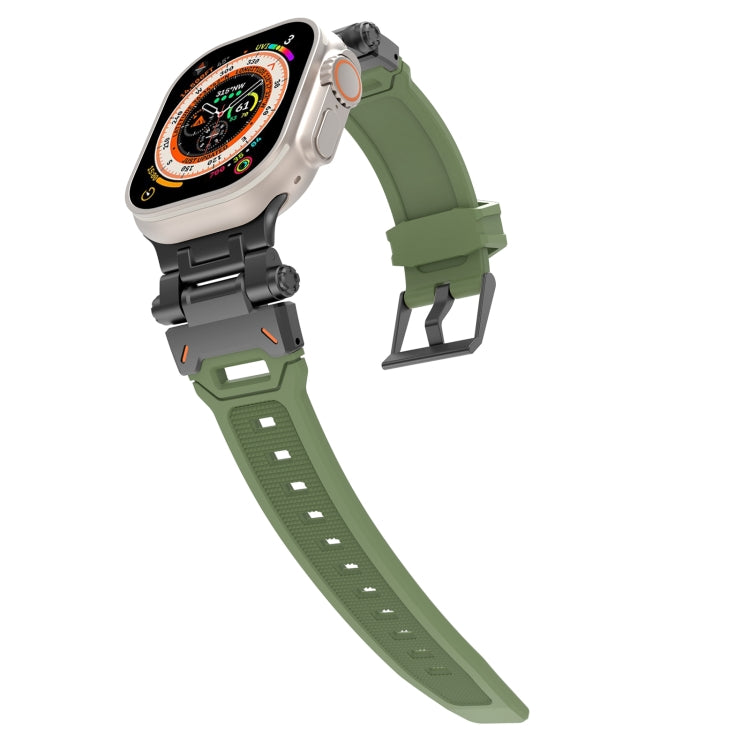 For Apple Watch Series 5 44mm Stainless Steel Connector TPU Watch Band(Black Green) - free shipping - PMC TechLife - Order now!