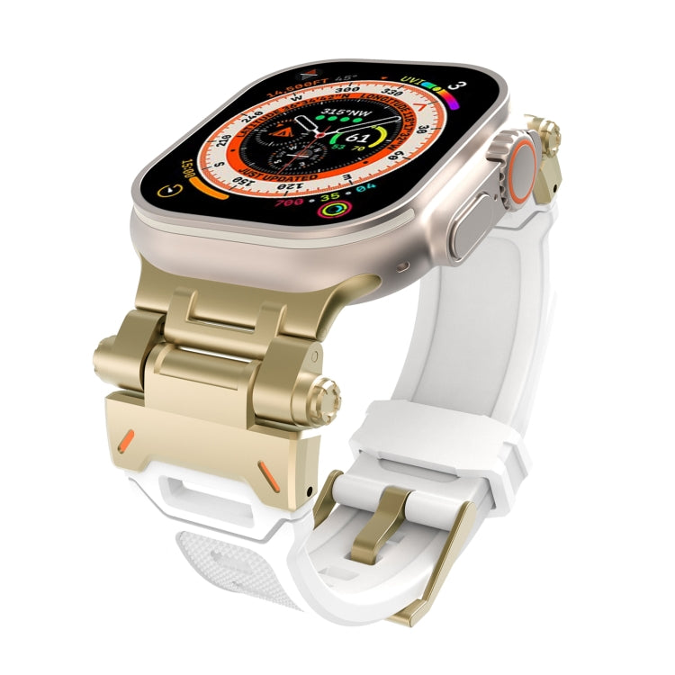 For Apple Watch Series 4 44mm Stainless Steel Connector TPU Watch Band(Gold White) - free shipping - PMC TechLife - Order now!