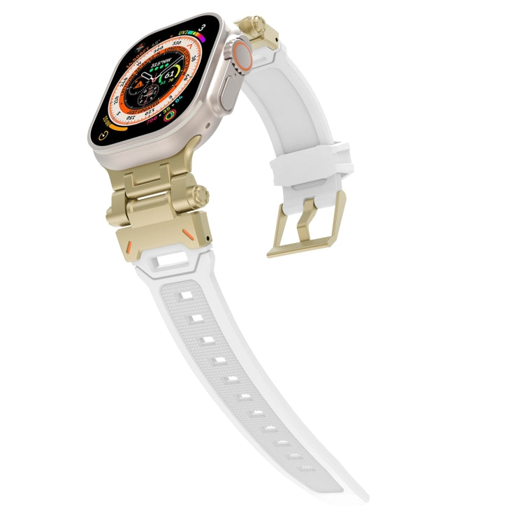 For Apple Watch Series 4 44mm Stainless Steel Connector TPU Watch Band(Gold White) - free shipping - PMC TechLife - Order now!