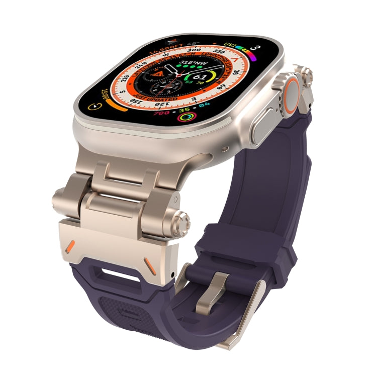 For Apple Watch Series 4 44mm Stainless Steel Connector TPU Watch Band(Titanium Purple) - free shipping - PMC TechLife - Order now!