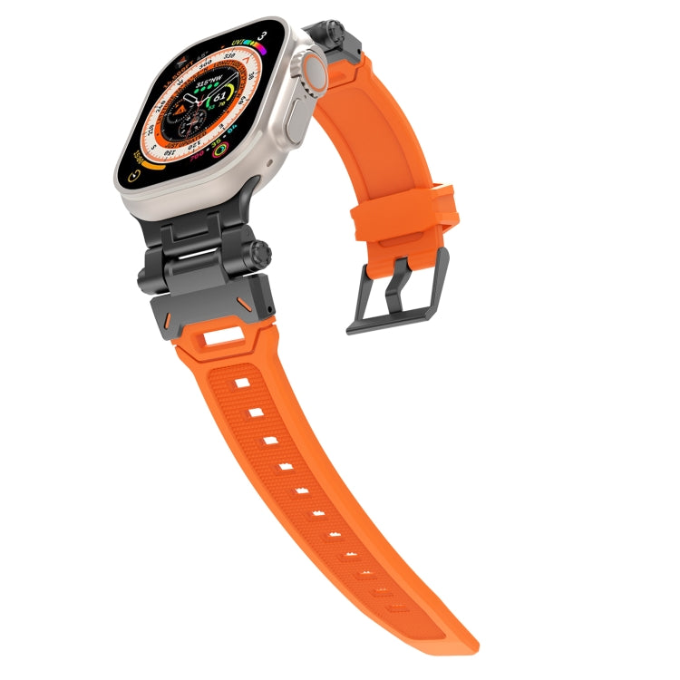 For Apple Watch Series 3 42mm Stainless Steel Connector TPU Watch Band(Black Orange) - free shipping - PMC TechLife - Order now!