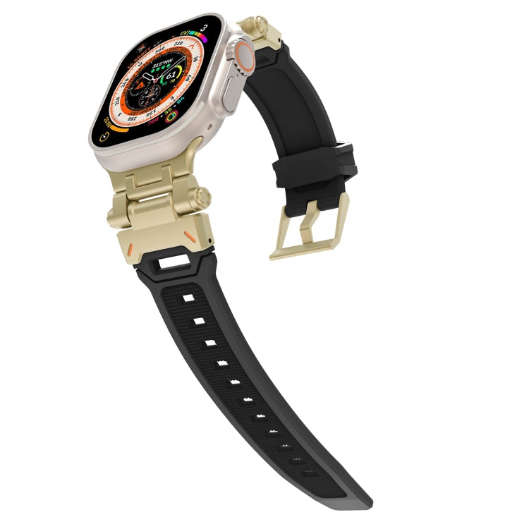 For Apple Watch 42mm Stainless Steel Connector TPU Watch Band(Gold Black) - free shipping - PMC TechLife - Order now!