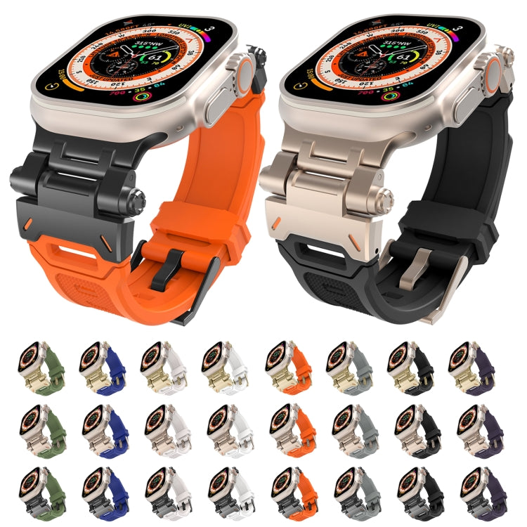 For Apple Watch Series 5 44mm Stainless Steel Connector TPU Watch Band(Black Purple) - free shipping - PMC TechLife - Order now!
