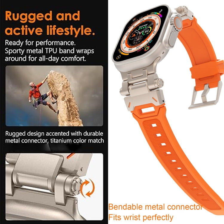 For Apple Watch Series 4 44mm Stainless Steel Connector TPU Watch Band(Titanium Blue) - free shipping - PMC TechLife - Order now!
