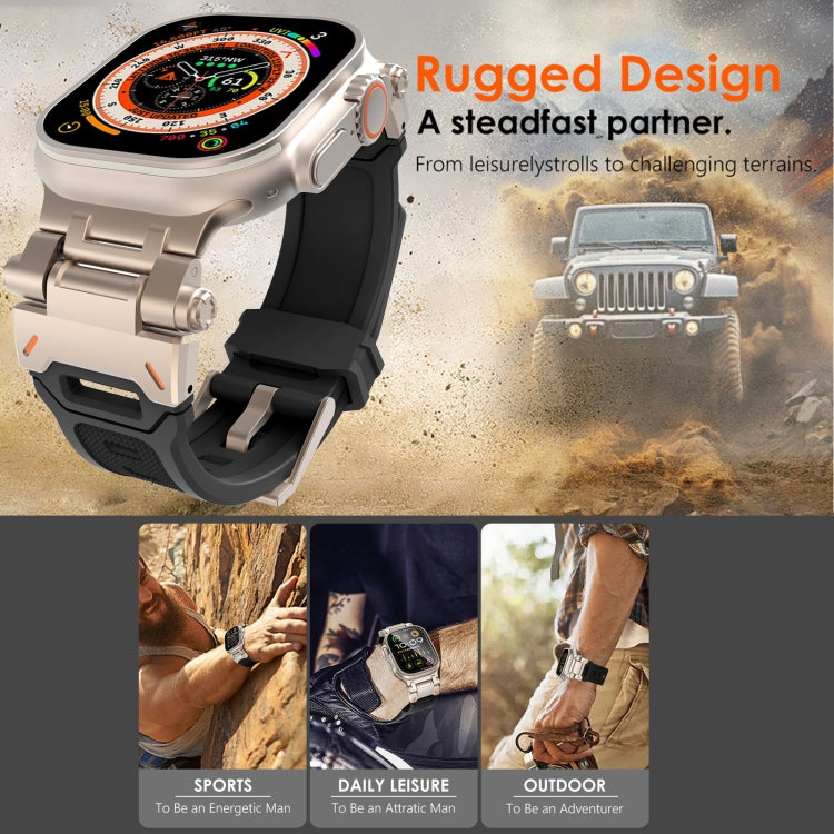 For Apple Watch Ultra 49mm Stainless Steel Connector TPU Watch Band(Titanium Black) - free shipping - PMC TechLife - Order now!