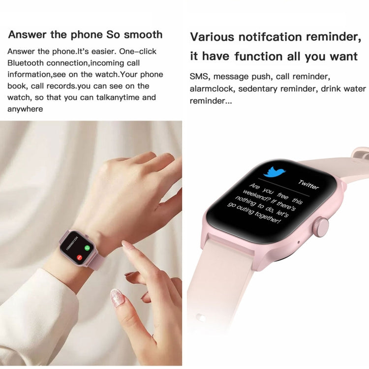 LEMFO LT10 2.01 inch TFT Screen Smart Watch Supports Bluetooth Call / Health Monitoring, Silicone Strap(Pink) - free shipping - PMC TechLife - Order now!