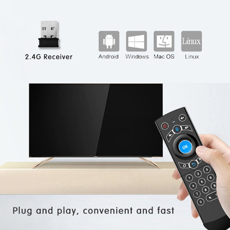 G21 2.4GHz Fly Air Mouse LED Backlight Wireless Keyboard Remote Control with Gyroscope for Android TV Box / PC, Support Intelligent Voice (Blue) - MINI PC Accessories & Gadgets by PMC Jewellery | Online Shopping South Africa | PMC Jewellery | Buy Now Pay Later Mobicred