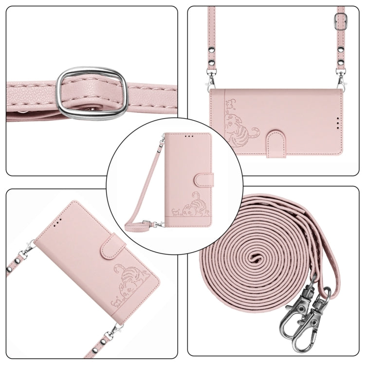 For Blackview A53 Cat Rat Embossed Pattern RFID Leather Phone Case with Lanyard(Pink) - More Brand by PMC Jewellery | Online Shopping South Africa | PMC Jewellery | Buy Now Pay Later Mobicred