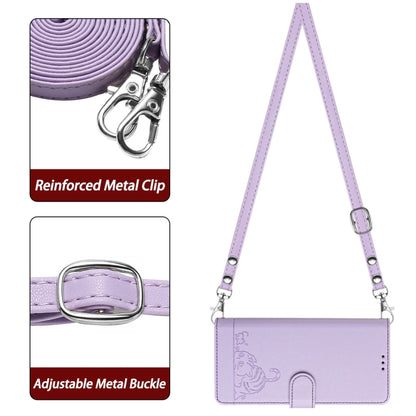 For Blackview Color 8 Cat Rat Embossed Pattern RFID Leather Phone Case with Lanyard(Purple) - More Brand by PMC Jewellery | Online Shopping South Africa | PMC Jewellery | Buy Now Pay Later Mobicred