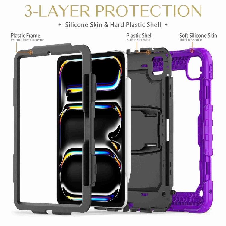 For iPad Pro 11 2024 Silicone Hydric PC Tablet Case with Shoulder Strap & Holder(Purple) - iPad Pro 11 2024 Cases by PMC Jewellery | Online Shopping South Africa | PMC Jewellery | Buy Now Pay Later Mobicred