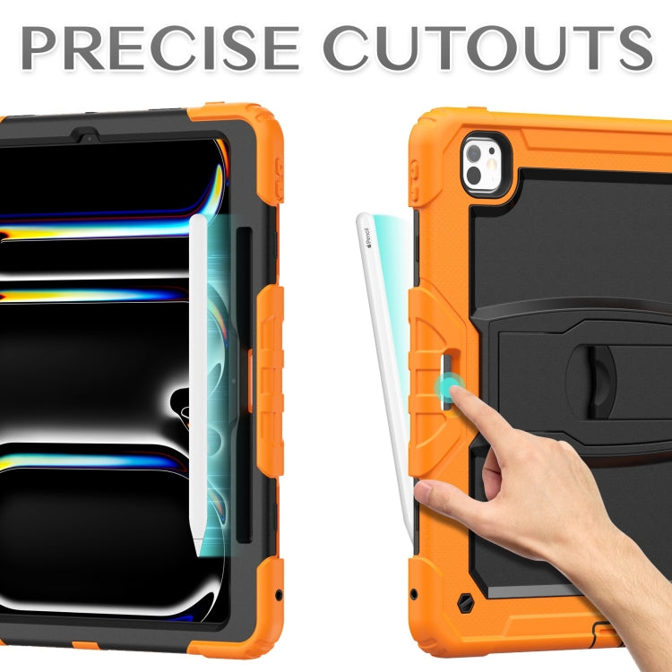 For iPad Pro 13 2024 Silicone Hydric PC Tablet Case with Shoulder Strap & Holder(Orange) - iPad Pro 13 2024 Cases by PMC TechLife | Online Shopping South Africa | PMC TechLife | Buy Now Pay Later Mobicred