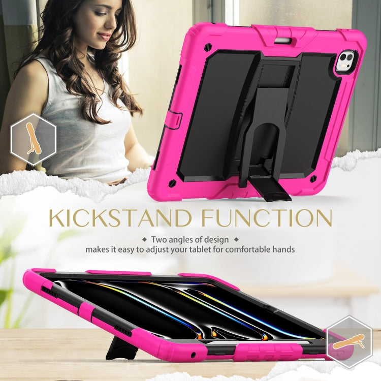 For iPad Pro 13 2024 Silicone Hydric PC Tablet Case with Shoulder Strap & Holder(Rose Red) - iPad Pro 13 2024 Cases by PMC Jewellery | Online Shopping South Africa | PMC Jewellery | Buy Now Pay Later Mobicred